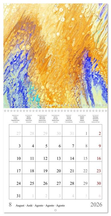 Produktbild: Explosion of colours - colourful Acrylic Pouring Paintings (Wall Calendar 2026 12 &times; 12 Inch) CALVENDO 12 Month Wall Calendar
