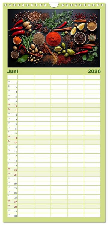 Produktbild: Familienplaner 2026 - Ordentlich Vegetarisch mit 5 Spalten (Wandkalender, 21 x 45 cm) CALVENDO
