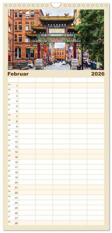 Produktbild: Familienplaner 2026 - Faszination Manchester mit 5 Spalten (Wandkalender, 21 x 45 cm) CALVENDO