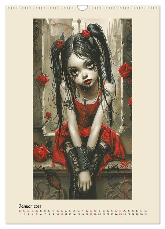 Produktbild: Gothic-Girls. Bizzare Comic-Art (Wandkalender 2026 DIN A3 hoch), CALVENDO Monatskalender