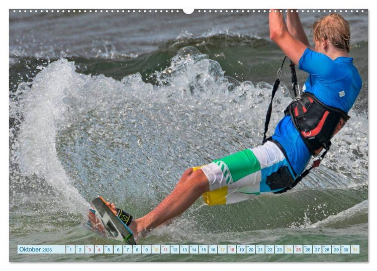 Produktbild: Kitesurfen - Wasser, Wind und coole Typen (Wandkalender 2026 DIN A2 quer), CALVENDO Monatskalender