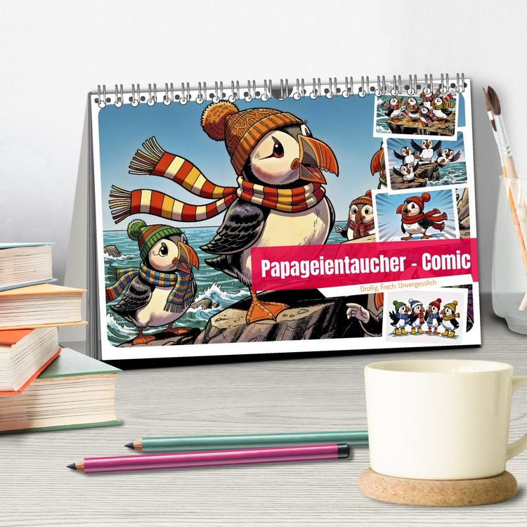 Produktbild: Papageientaucher - Comic (Tischkalender 2027 DIN A5 quer), CALVENDO Monatskalender