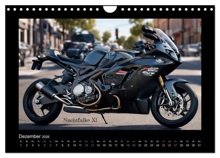 Produktbild: Verr&uuml;ckte 2-Rad Fantasien einer KI (Wandkalender 2026 DIN A4 quer), CALVENDO Monatskalender