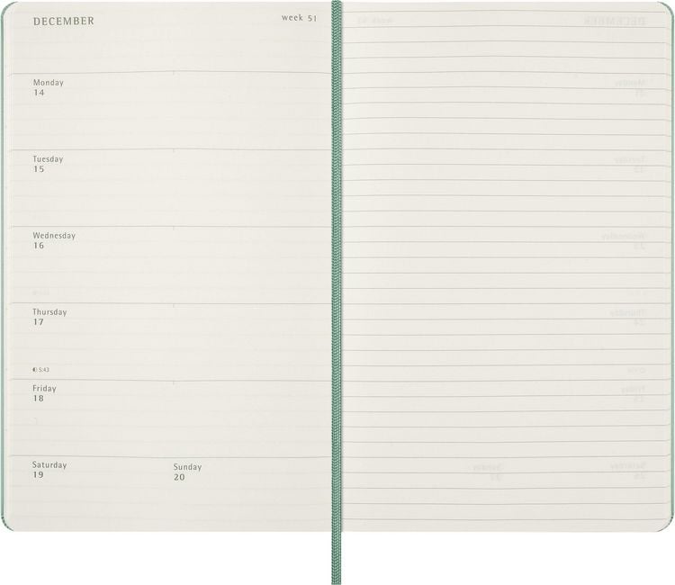 Produktbild: Moleskine 12 Monate Wochen Notizkal. 27 A5 Geb Gr&uuml;n