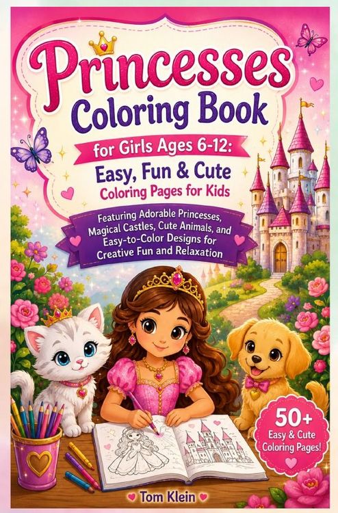 Produktbild: Princesses Coloring Book for Girls Ages 6-12: Easy, Fun &amp; Cute Coloring Pages for Kids