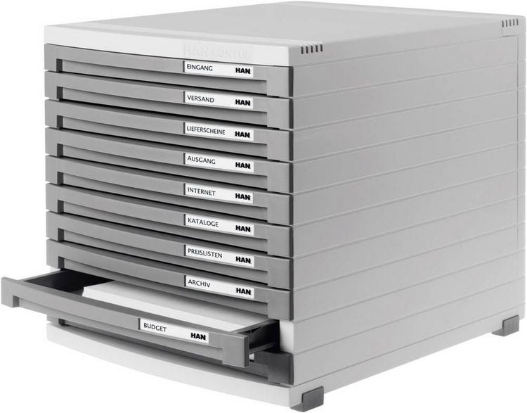 Produktbild: HAN CONTUR 1510-19 Schubladenbox Lichtgrau DIN A4, DIN B5, DIN C4 Anzahl der Schubf&auml;cher: 10