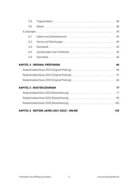 Produktbild: Pr&uuml;fungsheft &ndash; 2026 Mathematik Realschule &ndash; Baden-W&uuml;rttemberg &ndash; Original-Pr&uuml;fungen und L&ouml;sungen
