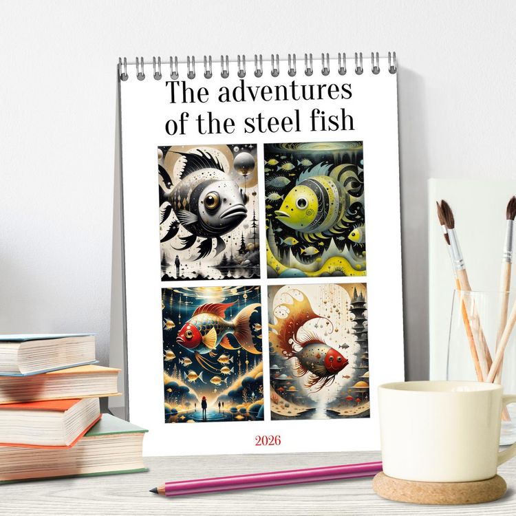 Produktbild: The adventures of the steel fish (Desk Calendar 2026 DIN A5 portrait), CALVENDO 12 Month DeskCalendar