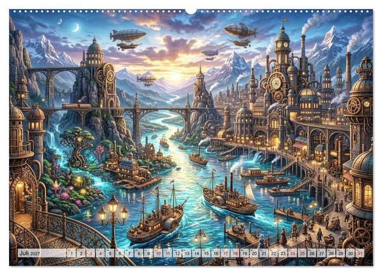 Produktbild: Steampunkwelten - Das Herz der Zeit (hochwertiger Premium Wandkalender 2027 DIN A2 quer), Kunstdruck in Hochglanz