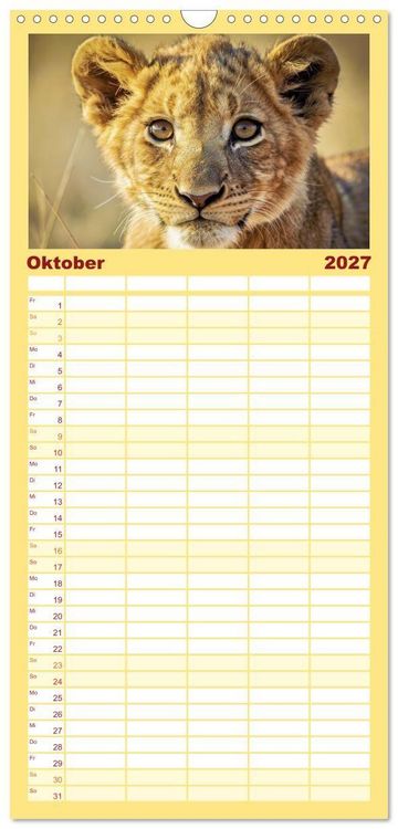 Produktbild: Familienplaner 2027 - Babys der Wildnis mit 5 Spalten (Wandkalender, 21 x 45 cm) CALVENDO