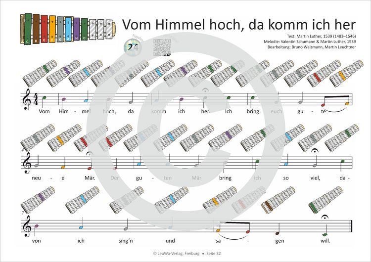 Produktbild: Einfacher!-Geht-Nicht: 32 Kinderlieder, Weihnachtslieder, Hits & Evergreens in C-DUR &ndash; f&uuml;r das SONOR&reg; GS Kinder Glockenspiel mit CD