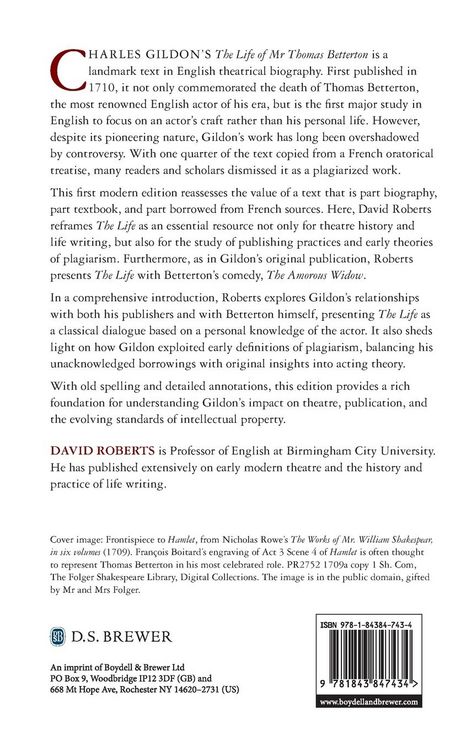 Produktbild: Charles Gildon's The Life of Mr Thomas Betterton, the Late Eminent Tragedian
