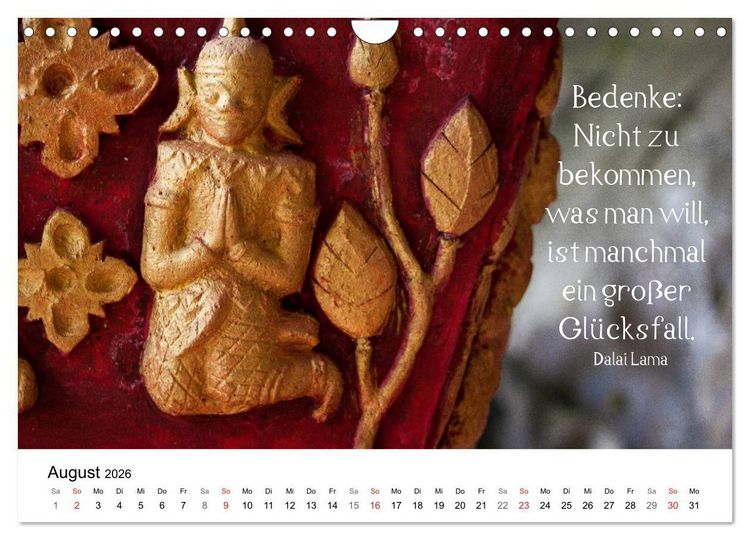 Produktbild: Reisefreu(n)de: Leben in Harmonie - buddhistische Zitate (Wandkalender 2026 DIN A4 quer), CALVENDO Monatskalender