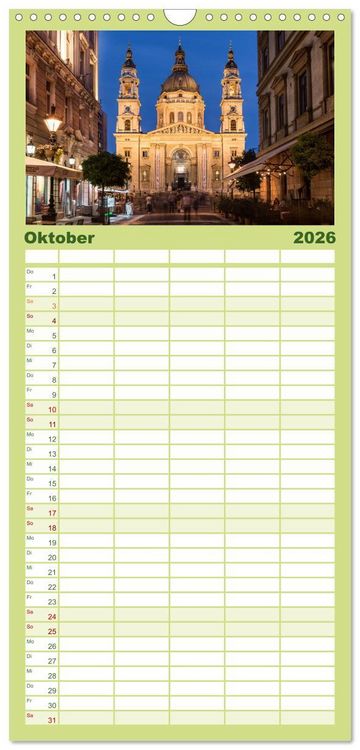 Produktbild: Familienplaner 2026 - Budapest: zwischen Parlamentsgeb&auml;ude und Burgpalast mit 5 Spalten (Wandkalender, 21 x 45 cm) CALVENDO