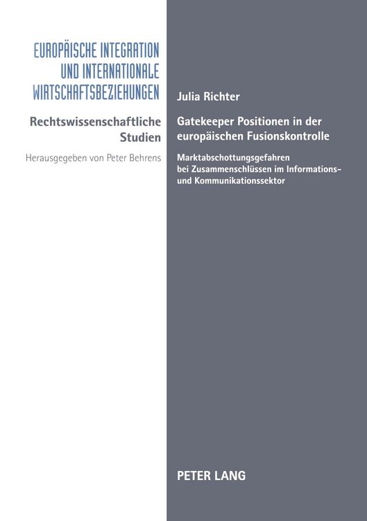 Produktbild: Gatekeeper Positionen in der europ&auml;ischen Fusionskontrolle