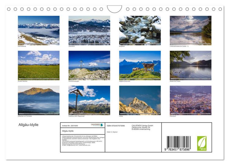 Produktbild: Allg&auml;u-Idylle (Wandkalender 2026 DIN A4 quer), CALVENDO Monatskalender