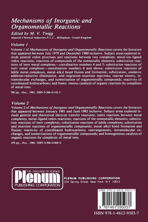 Produktbild: Mechanisms of Inorganic and Organometallic Reactions