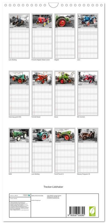 Produktbild: Familienplaner 2026 - Trecker-Liebhaber mit 5 Spalten (Wandkalender, 21 x 45 cm) CALVENDO