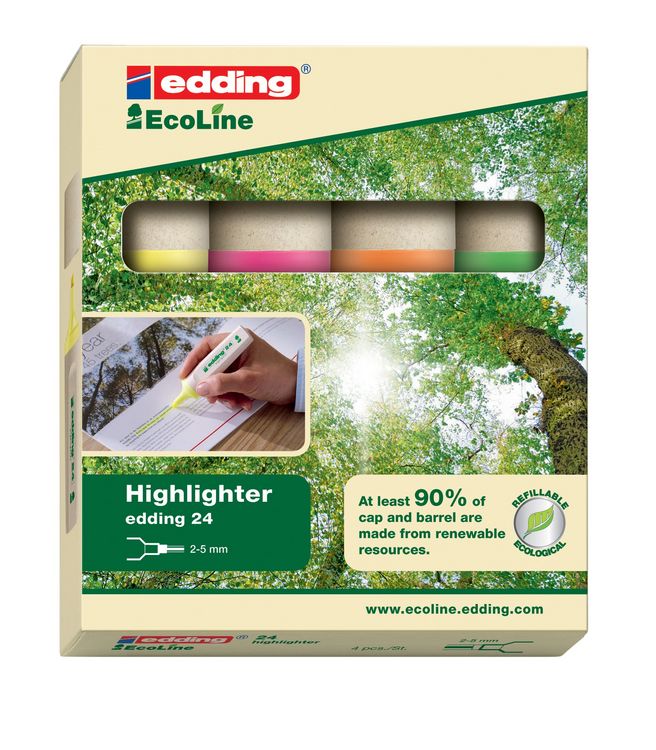 Produktbild: Edding Textmarker EcoLine 24 Highlighter 4er Set