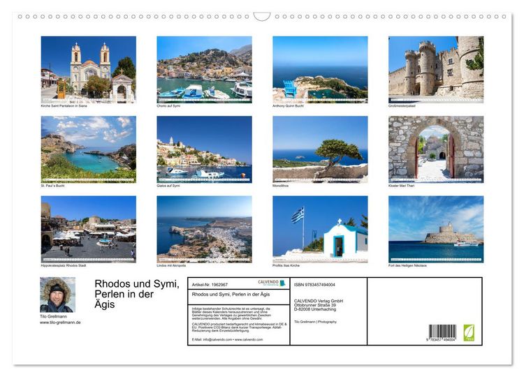 Produktbild: Rhodos und Symi, Perlen in der &Auml;gis (Wandkalender 2026 DIN A2 quer), CALVENDO Monatskalender
