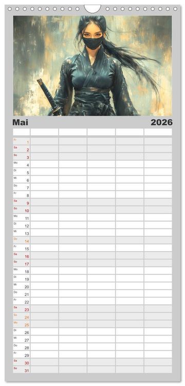 Produktbild: Familienplaner 2026 - Mein Samurai mit 5 Spalten (Wandkalender, 21 x 45 cm) CALVENDO