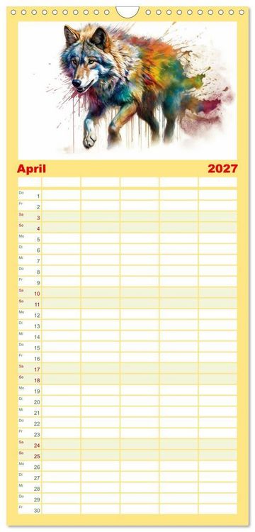 Produktbild: Familienplaner 2027 - Raubtiere voll Eleganz und Kraft mit 5 Spalten (Wandkalender, 21 x 45 cm) CALVENDO