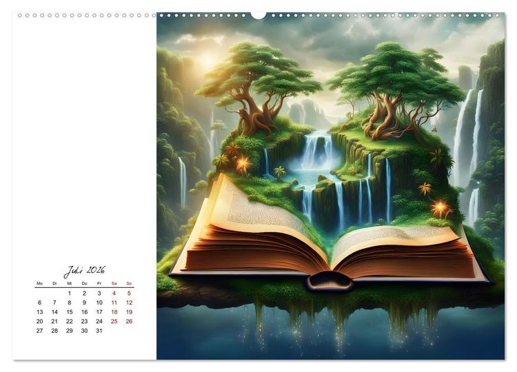 Produktbild: Fantastische surreale B&uuml;cherwelten (hochwertiger Premium Wandkalender 2026 DIN A2 quer), Kunstdruck in Hochglanz