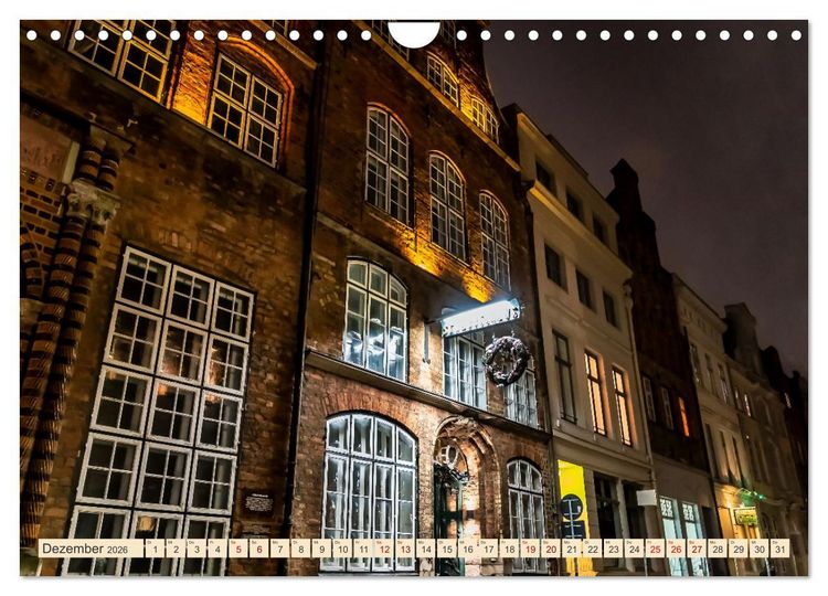 Produktbild: L&uuml;beck bei Nacht (Wandkalender 2026 DIN A4 quer), CALVENDO Monatskalender