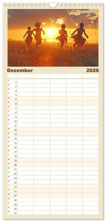 Produktbild: Familienplaner 2026 - Afrikas urt&uuml;mliche Sch&ouml;nheit mit 5 Spalten (Wandkalender, 21 x 45 cm) CALVENDO