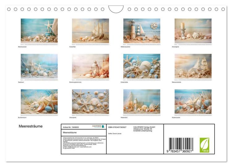 Produktbild: Meerestr&auml;ume (Wandkalender 2026 DIN A4 quer), CALVENDO Monatskalender
