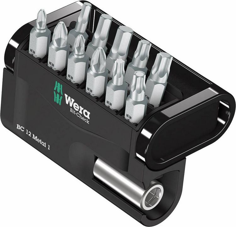 Produktbild: Wera Bit-Check 12 Metal 1 05057424001 Bit-Set 12teilig Kreuzschlitz Pozidriv, Kreuzschlitz Phillips, Innen-Sechskant, Innen T-Profil