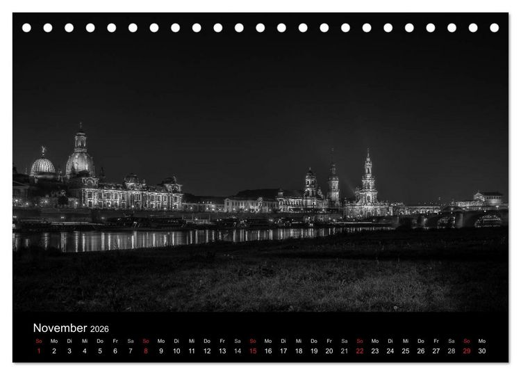Produktbild: Dresden - Elbflorenz bei Nacht (Tischkalender 2026 DIN A5 quer), CALVENDO Monatskalender