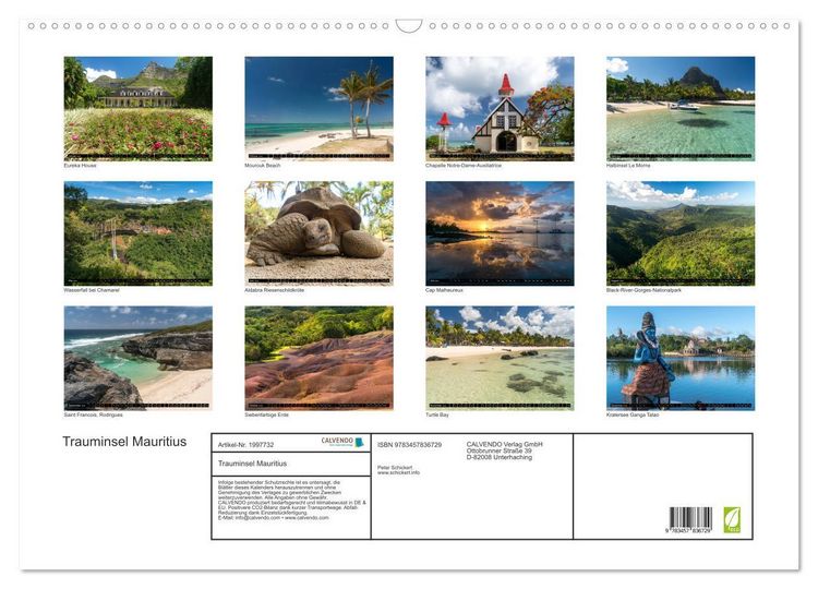 Produktbild: Trauminsel Mauritius (Wandkalender 2026 DIN A2 quer), CALVENDO Monatskalender