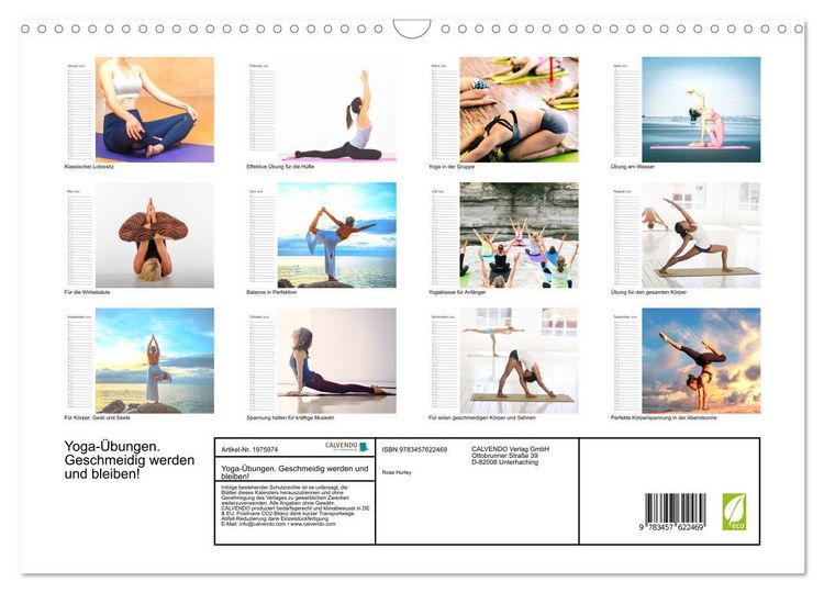 Produktbild: Yoga-&Uuml;bungen. Geschmeidig werden und bleiben! (Wandkalender 2026 DIN A3 quer), CALVENDO Monatskalender