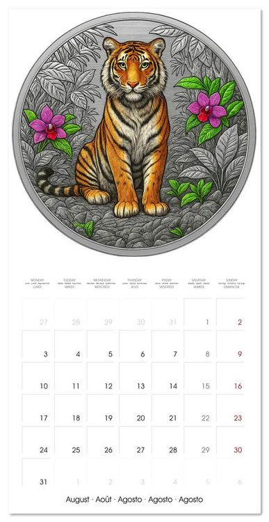 Produktbild: Silver Coin Big Cats (Wall Calendar 2026 12 &times; 12 Inch) CALVENDO 12 Month Wall Calendar