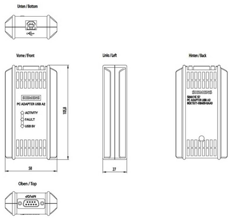 Produktbild: Siemens 6GK15710BA000AA0 6GK1571-0BA00-0AA0 Adapter 12MBit/s
