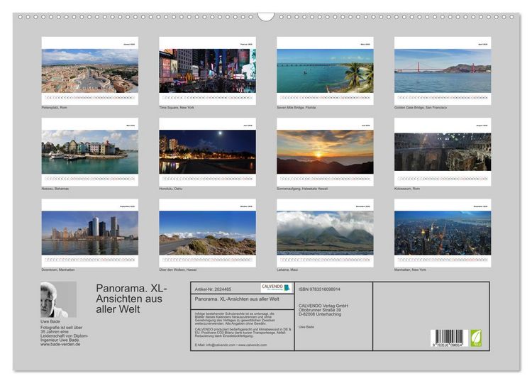 Produktbild: Panorama. XL-Ansichten aus aller Welt (Wandkalender 2026 DIN A2 quer), CALVENDO Monatskalender
