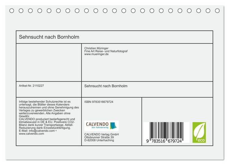 Produktbild: Sehnsucht nach Bornholm (Tischkalender 2026 DIN A5 quer), CALVENDO Monatskalender