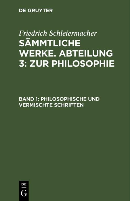 Produktbild: Philosophische und vermischte Schriften