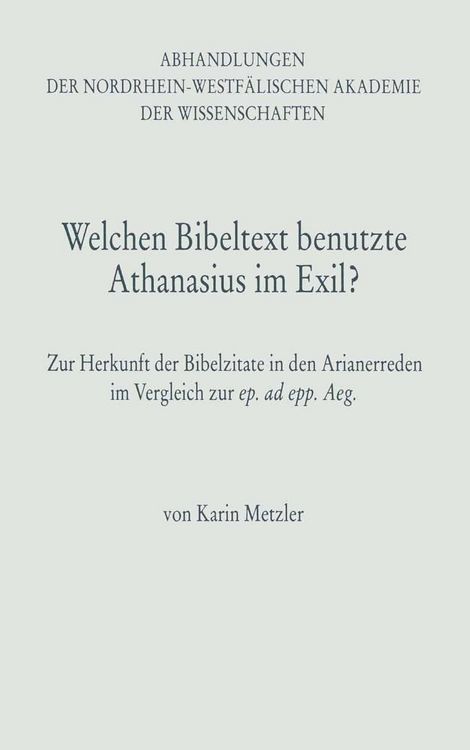 Produktbild: Welchen Bibeltext benutzte Athanasius im Exil?