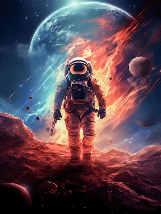 Produktbild: CALVENDO Puzzle Astronaut schreitet durch Sternensturm | 1000 Teile Lege-Gr&ouml;&szlig;e 64x48cm Foto-Puzzle f&uuml;r gl&uuml;ckliche Stunden