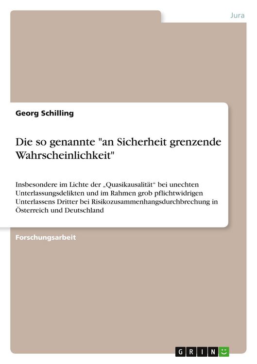 Produktbild: Die so genannte "an Sicherheit grenzende Wahrscheinlichkeit"