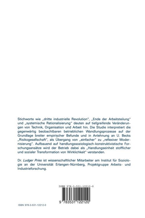 Produktbild: Betrieblicher Wandel in der Risikogesellschaft