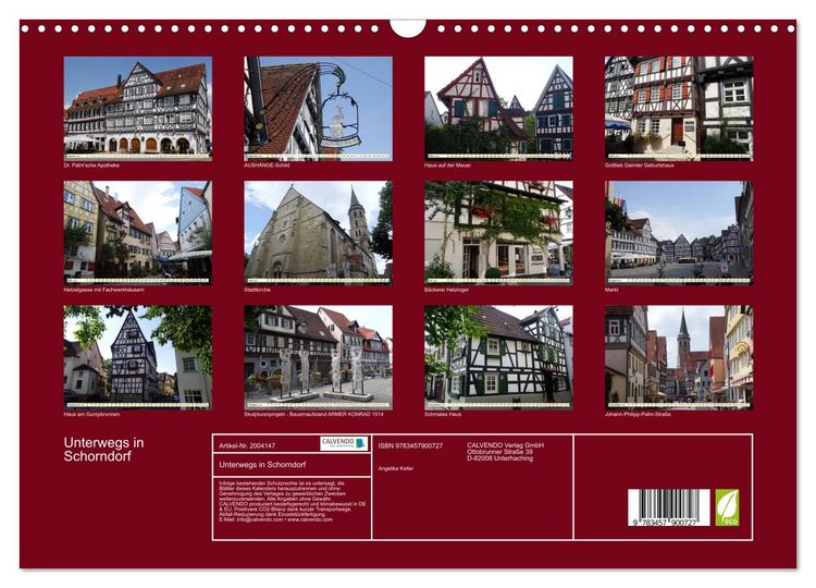 Produktbild: Unterwegs in Schorndorf (Wandkalender 2026 DIN A3 quer), CALVENDO Monatskalender