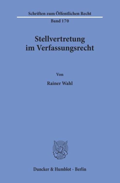 Produktbild: Stellvertretung im Verfassungsrecht.
