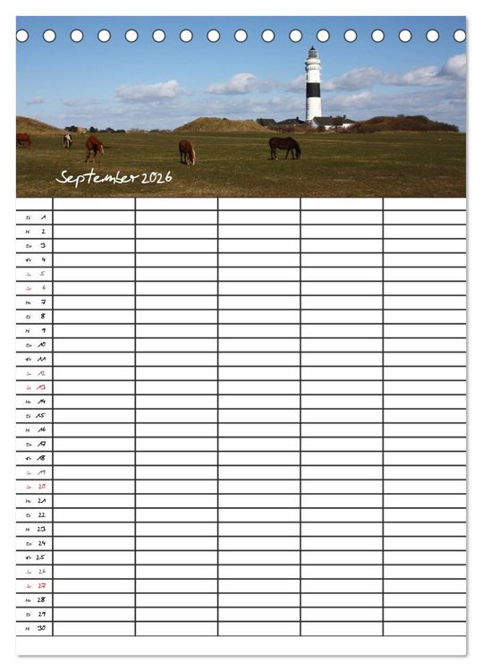 Produktbild: Familienplaner - Sylt (Tischkalender 2026 DIN A5 hoch), CALVENDO Monatskalender