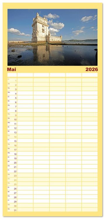 Produktbild: Familienplaner 2026 - Portugal mit 5 Spalten (Wandkalender, 21 x 45 cm) CALVENDO