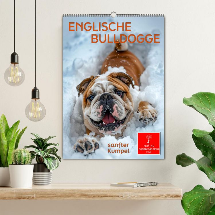 Produktbild: Englische Bulldogge - sanfter Kumpel (Wandkalender 2026 DIN A2 hoch), CALVENDO Monatskalender