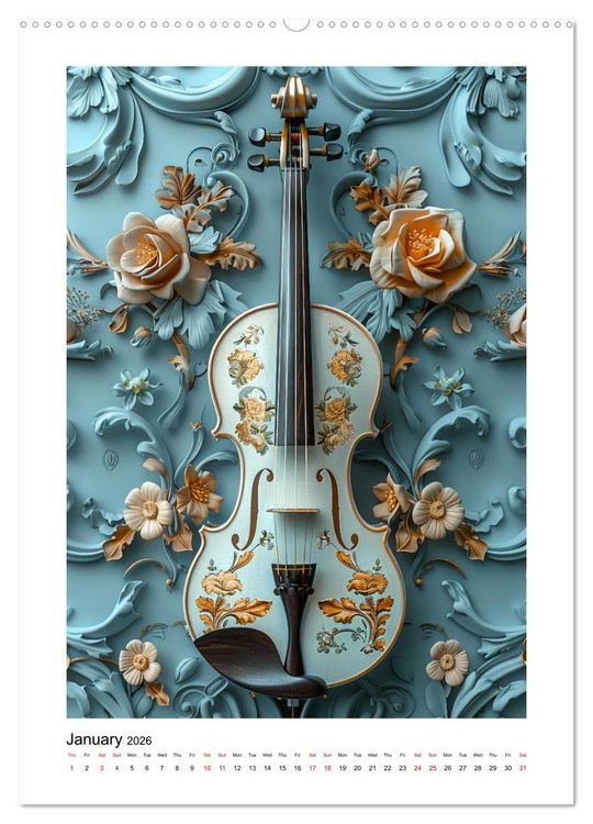 Produktbild: Violin Enjoyment (High Quality Premium Wall Calendar 2026 DIN A2 portrait),CALVENDO 12 Month Wall Calendar