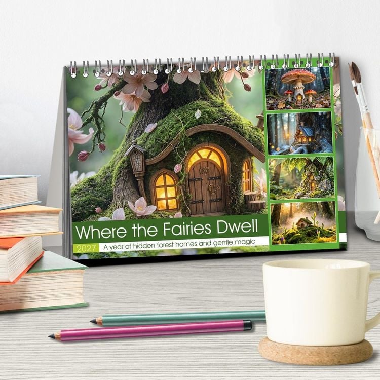 Produktbild: Where the Fairies Dwell - A year of hidden forest homes and gentle magic (Desk Calendar 2027 DIN A5 landscape), CALVENDO 12 Month DeskCalendar